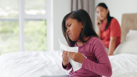 paper, sick and child sneeze in bedroom home