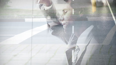 digital composite of stressed businessman