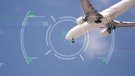 animation of global network of connections with aeroplane in background