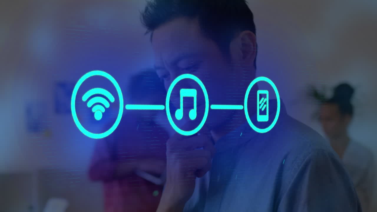 animación de la red de conexiones con iconos sobre colegas de negocios