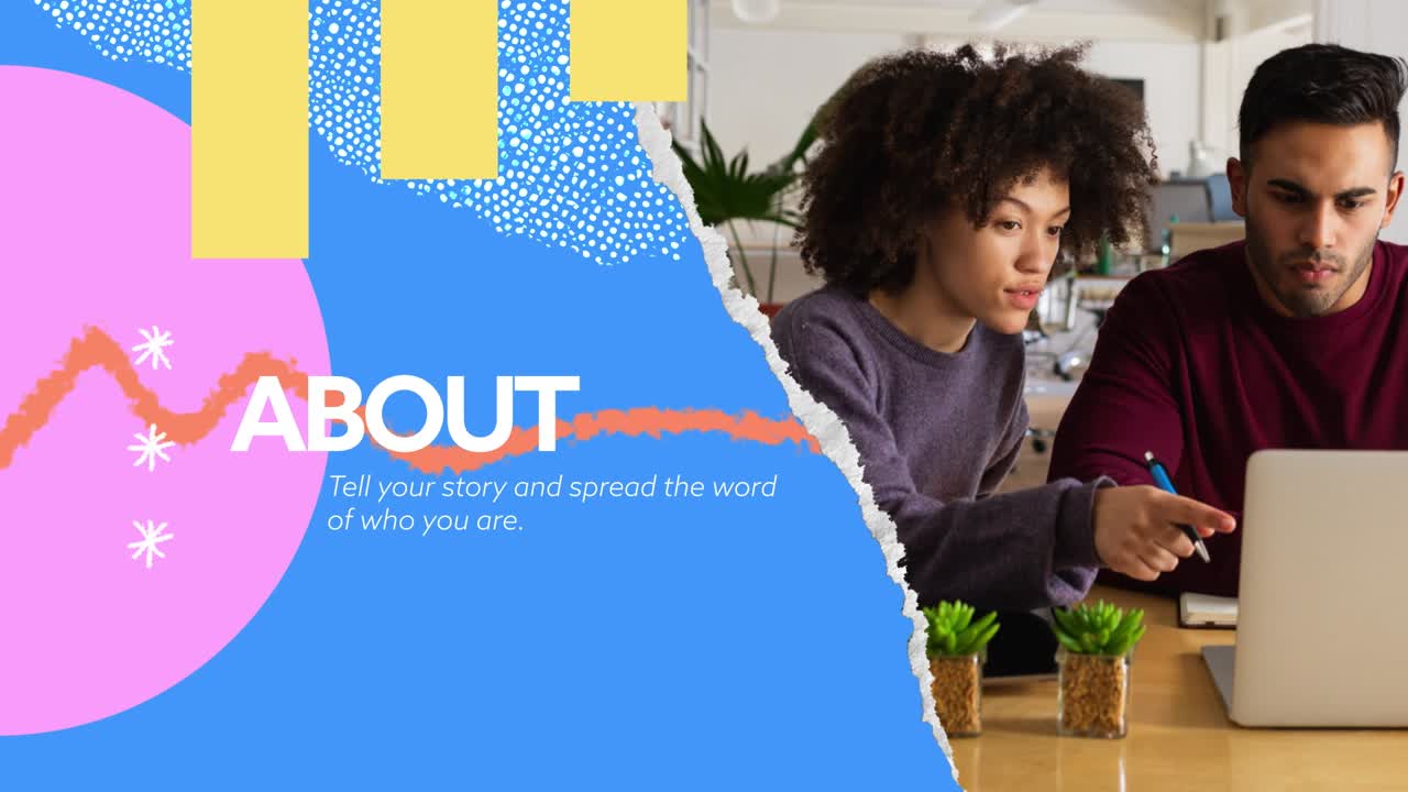 Animated Business Template with Diverse Professionals and Creative Graphics