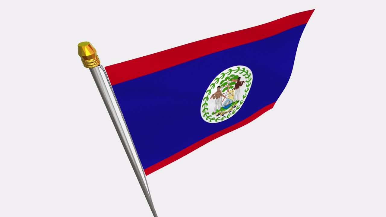 video de bucle de belize.mov bandera revoloteando en el viento, vídeo en cámara lenta de 4k, con canal alfa