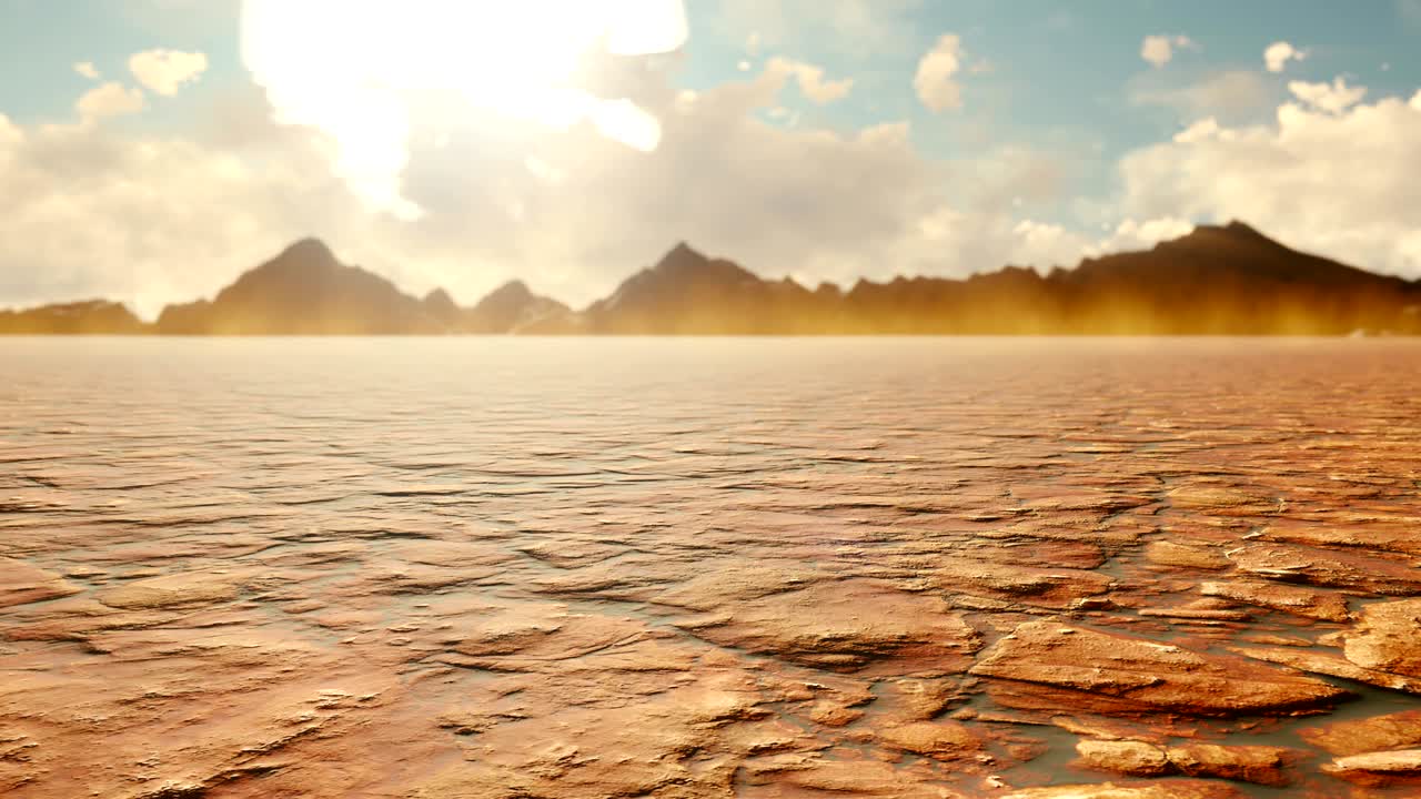 desierto apocalíptico. post-apocalipsis, calentamiento global, cambio climático, desierto polvoriento y caliente. fondo en bucle.