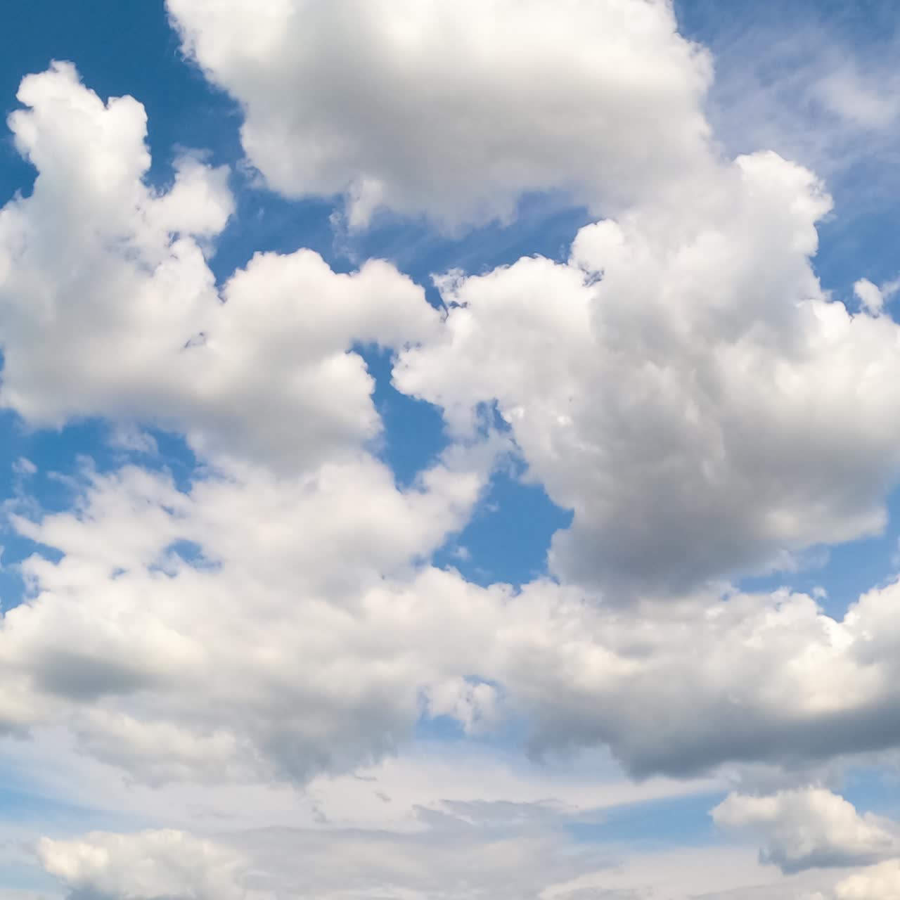 Blue sky clouds flowing. Timelapse summer cloudy weather