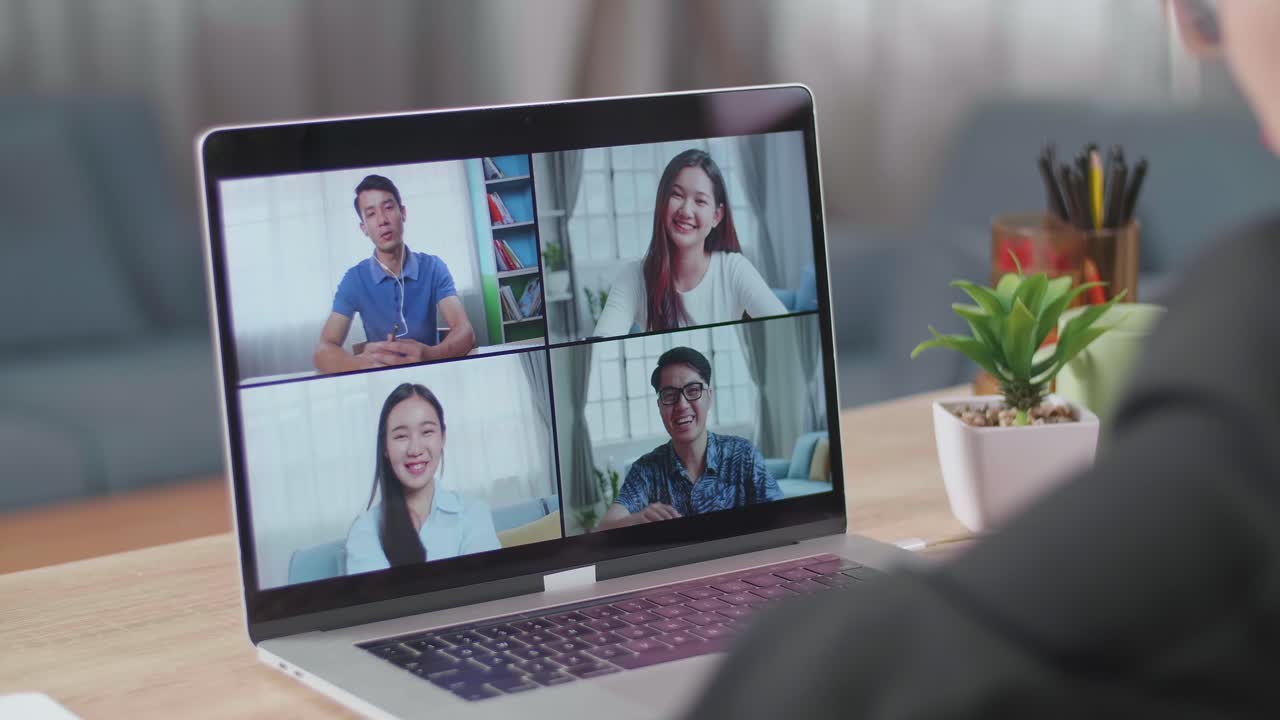 Group Video Conference on Laptop