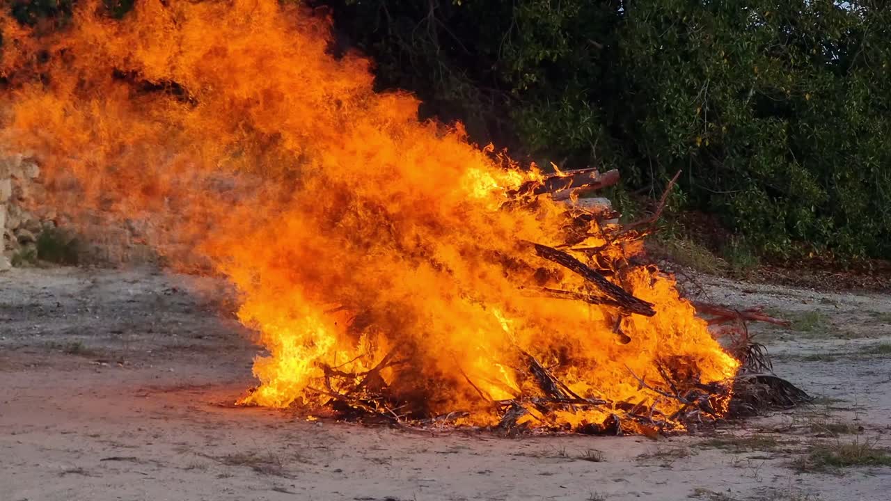 Large bonfire burning at a gathering in Perth, Western Australia