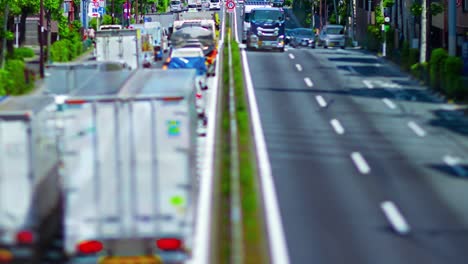 a timelapse of the miniature traffic jam at the urban street in tokyo