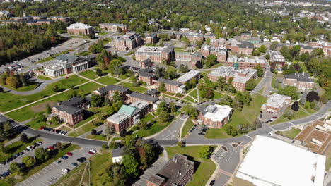 AERIAL: Flying Over the University of New Brunswick's Fredericton Campus on Sunny Day