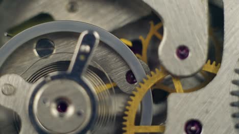 watch mechanism macro loop.old vintage clock mechanism working, closeup shot with soft focus.close up of a internal clock mechanism.vintage watch gears movement macro