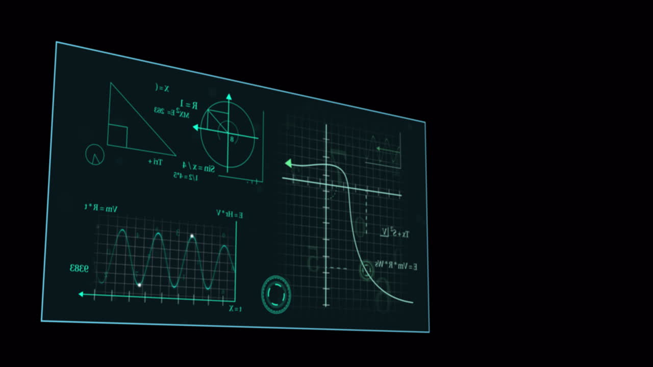검은 바탕 위의 수학 방정식의 애니메이션