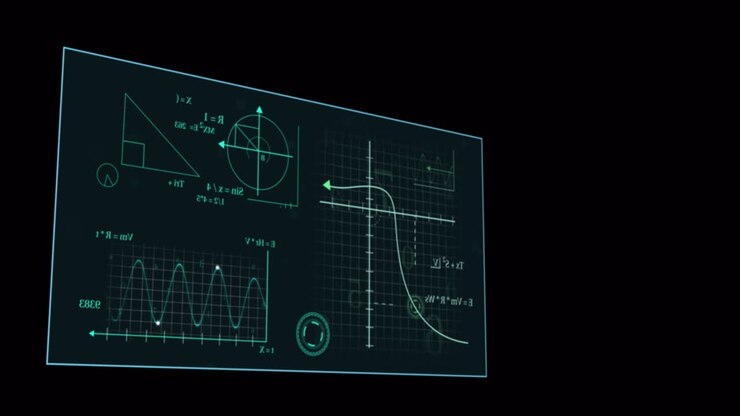 Animation of mathematical equations over black background