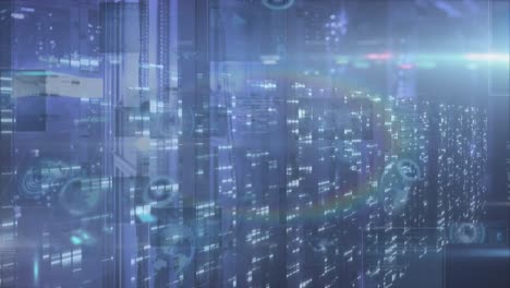 Animation of data processing over server room