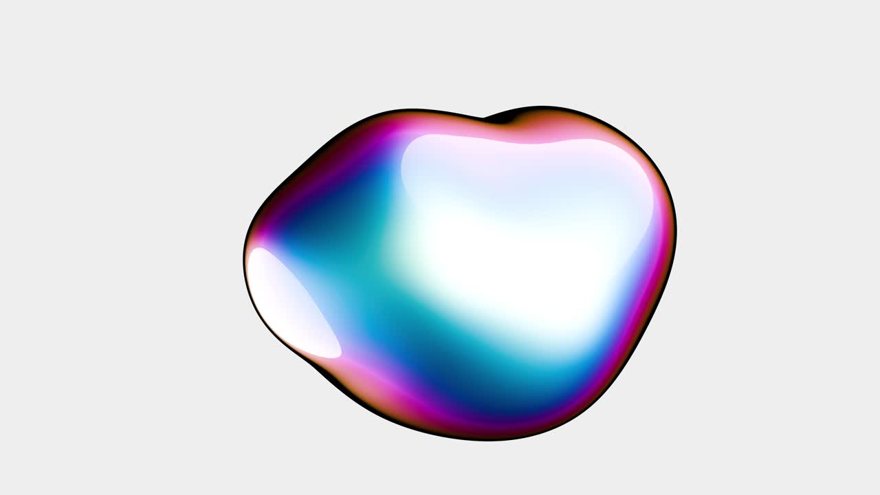 Abstract Iridescent Liquid Blob Morphing on Gray Background