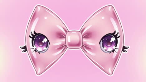 cute pink bow with eyes