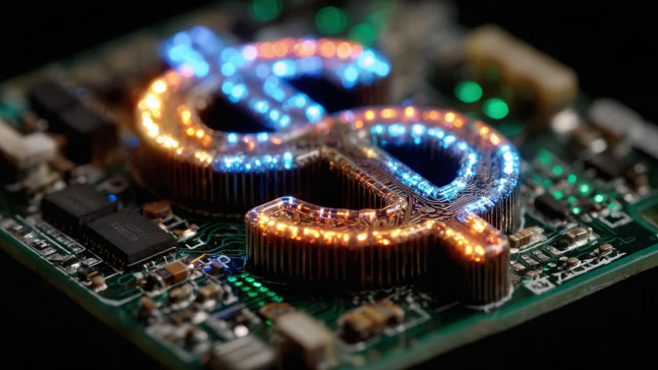 Illuminated Circuit Board Featuring a Dollar Sign, Showcasing the Fusion of Technology and Finance in a Hypothetical Digital Economy
