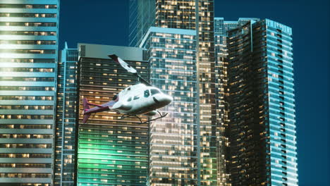 Helicopter-flies-through-center-of-big-city