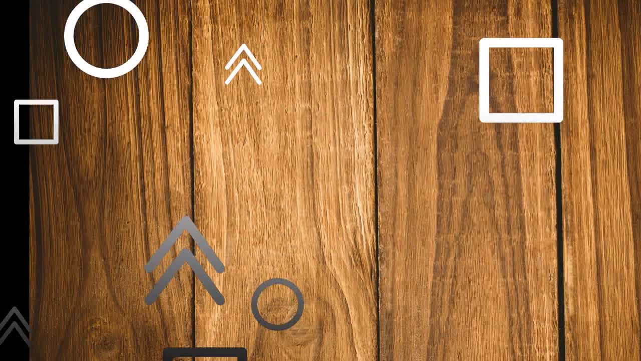 animación de formas sobre un fondo de madera