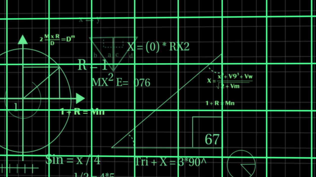 검은 바탕 위의 수학 방정식의 애니메이션