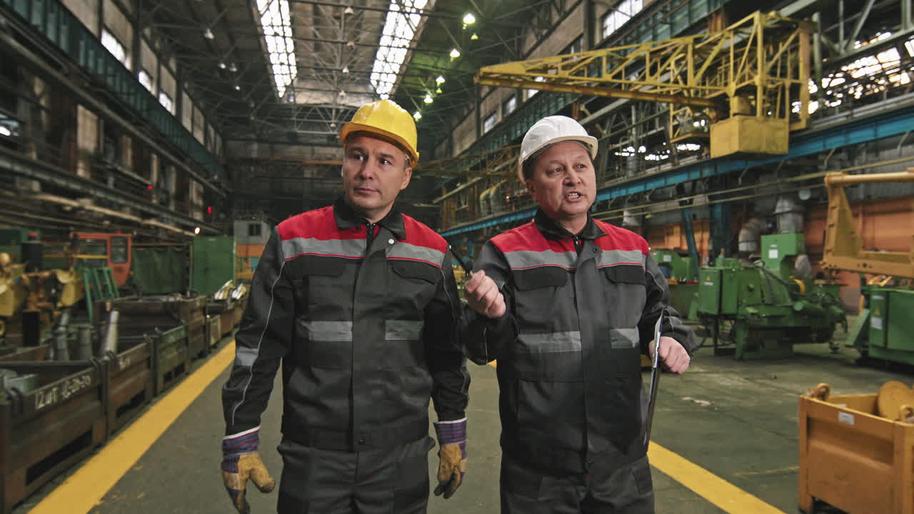 Plant Supervisor Showing New Worker Around Factory