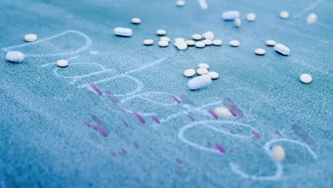 animación de senderos en movimiento sobre medicamentos y texto de diabetes