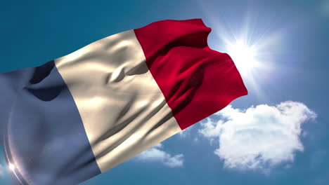 la bandera nacional de francia soplando en la brisa