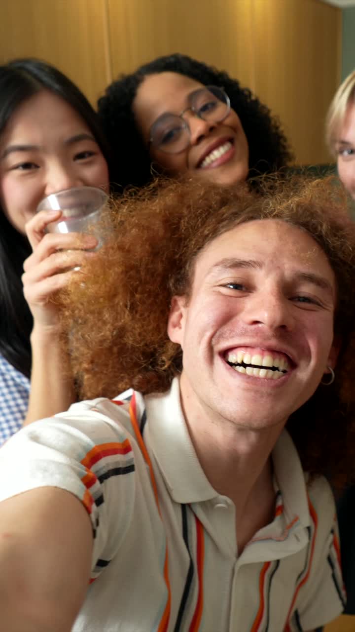 Group selfie of diverse friends