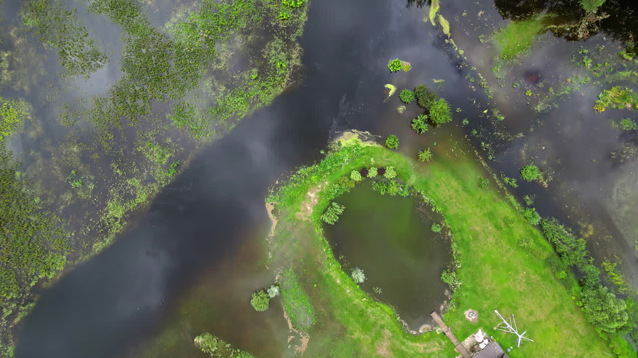 Aerial View of a Flooded Property