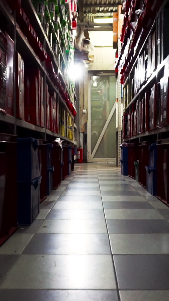 Warehouse Interior with Aisles and Shelving