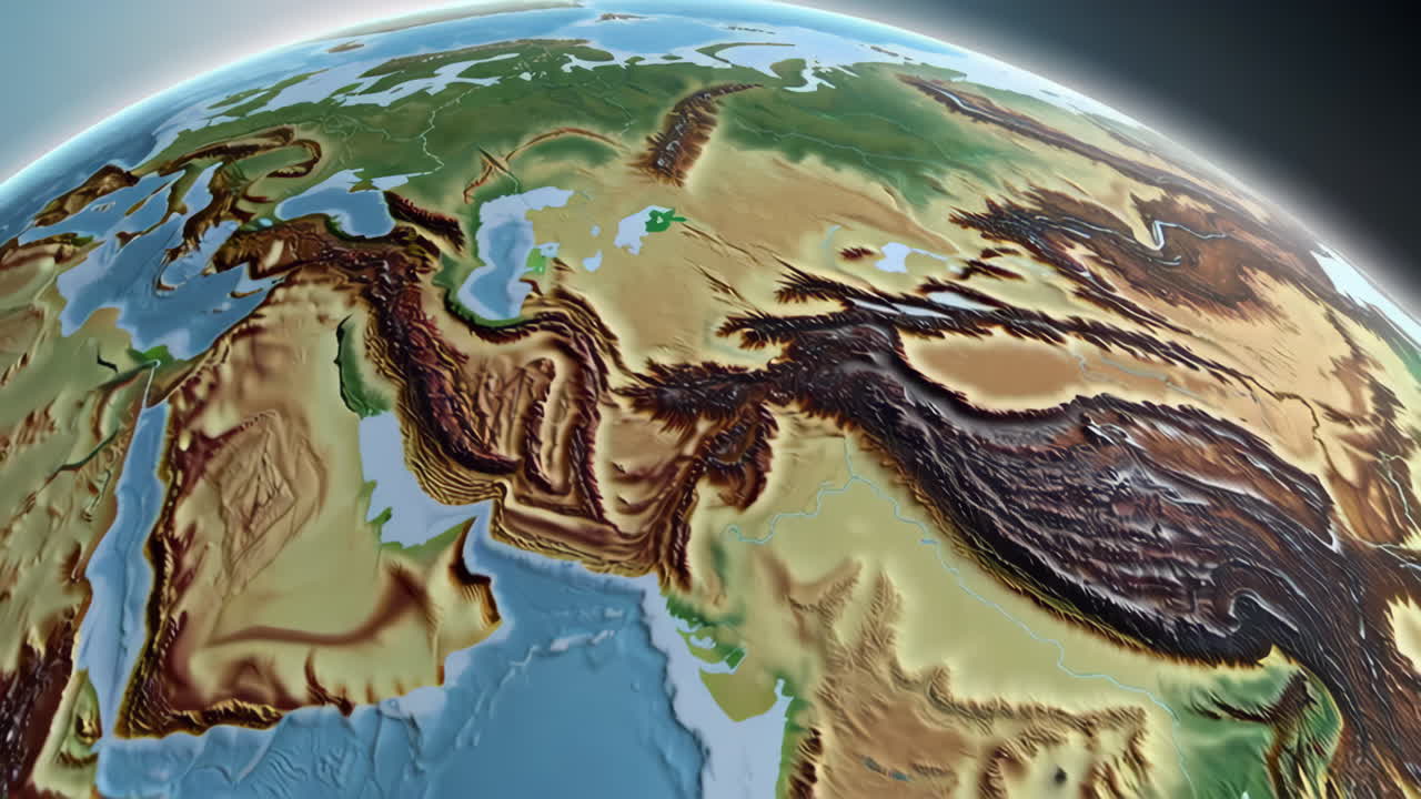 Detailed Topographic Map of Western Asia