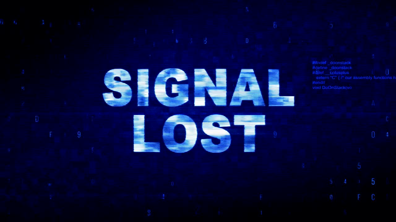 신호 손실 텍스트 디지털 노이즈 트이치 글리치 왜곡 효과 오류 애니메이션