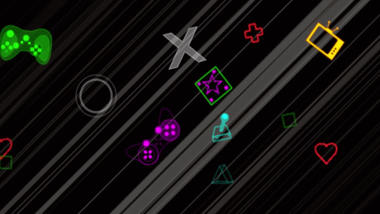 animación de la interfaz digital de videojuegos de neón parpadeando sobre líneas diagonales