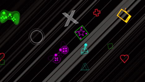 animación de la interfaz digital de videojuegos de neón parpadeando sobre líneas diagonales