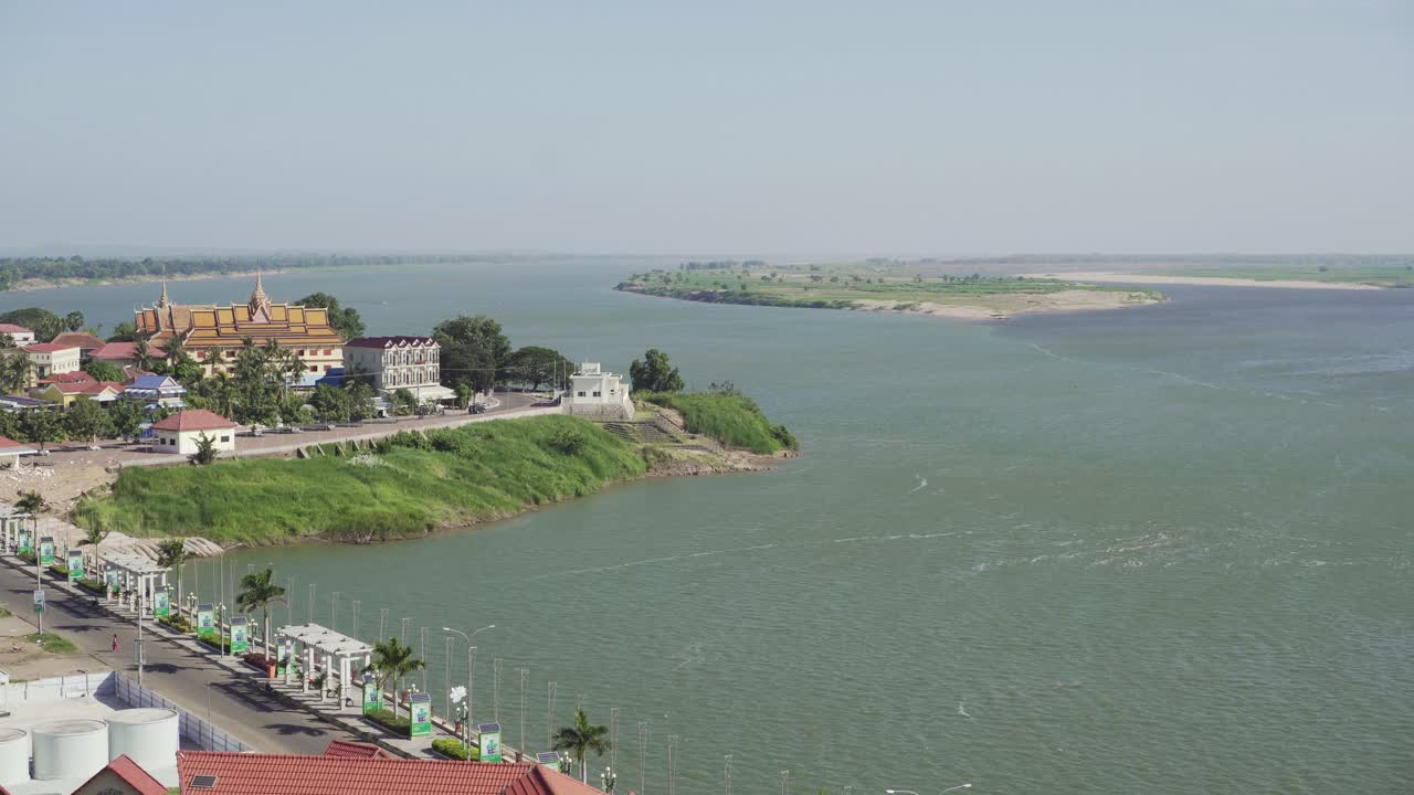 Cambodian temple in Kampong Cham next to famous Mekong River in Asia