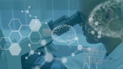 animation of scientific data processing african american male scientist in laboratory