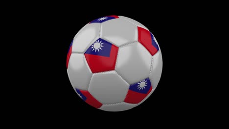 pelota de fútbol con bandera de la república de china - taiwán, bucle, 4k con alfa