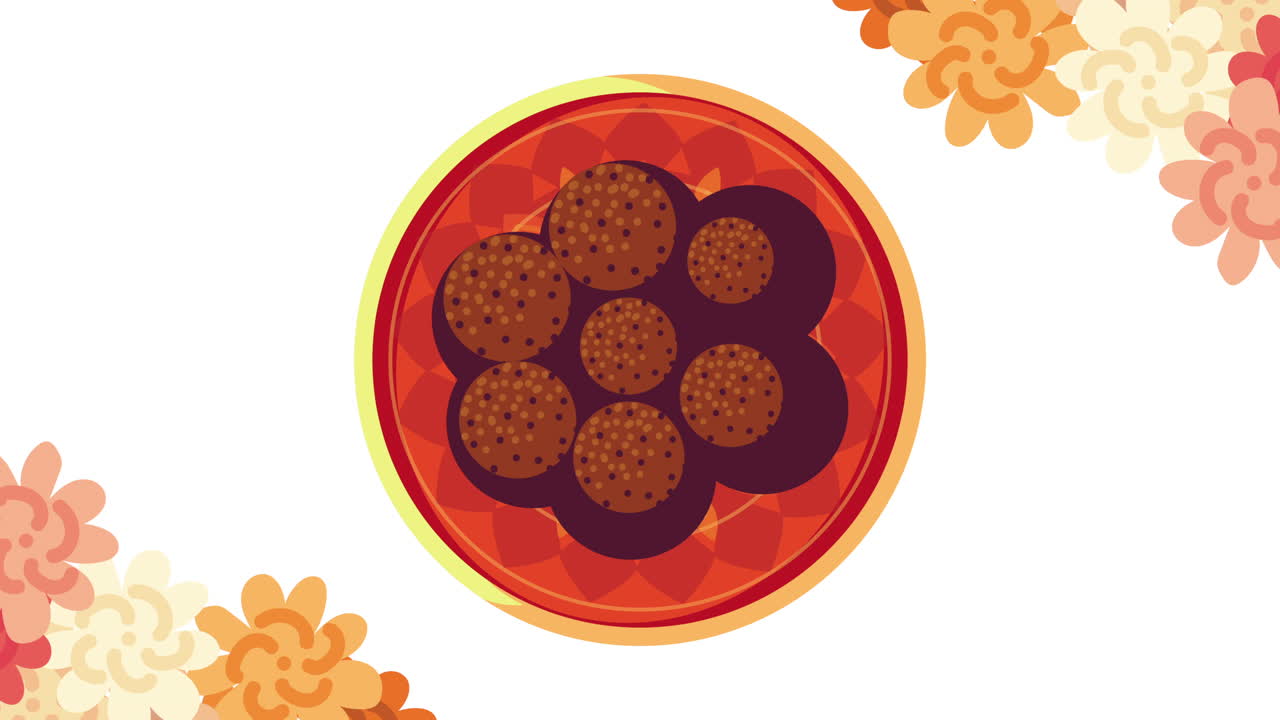 bhai dooj celebración con bolas y cuadros de flores