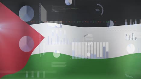 Animation-of-data-processing-over-flag-of-palestine