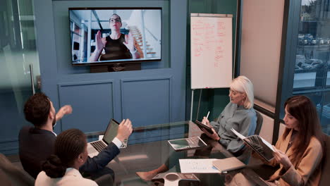 business meeting with team collaboration and online teleconference