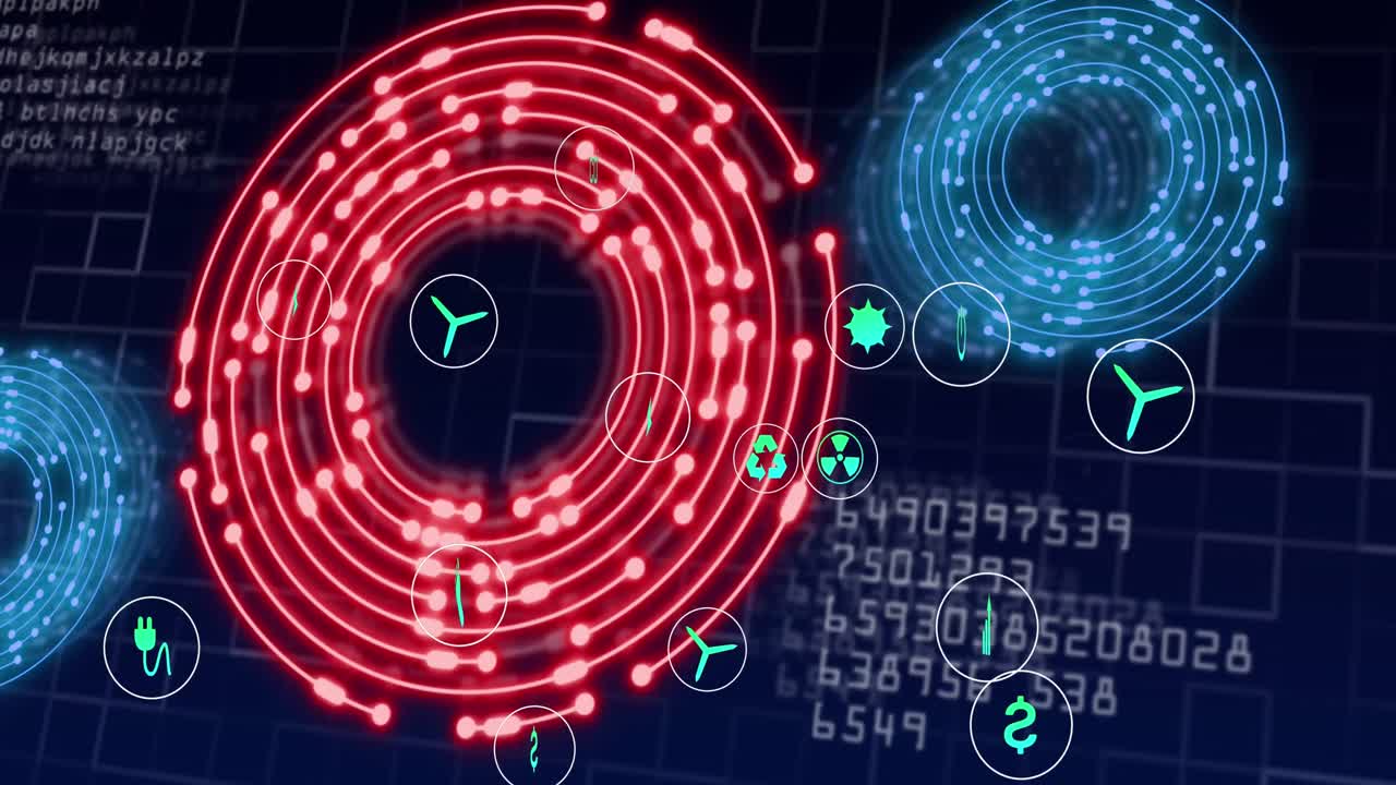 데이터 처리를 통해 생태학 아이콘과 모양의 애니메이션