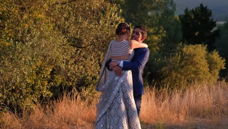 Sweet-Romantic-Indian-Couple-Outdoor-With-Sunset-Nature-Background