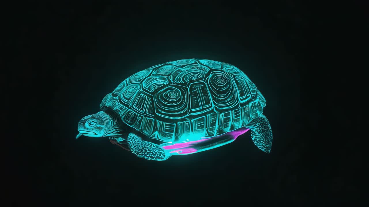 Neon Glowing Turtle
