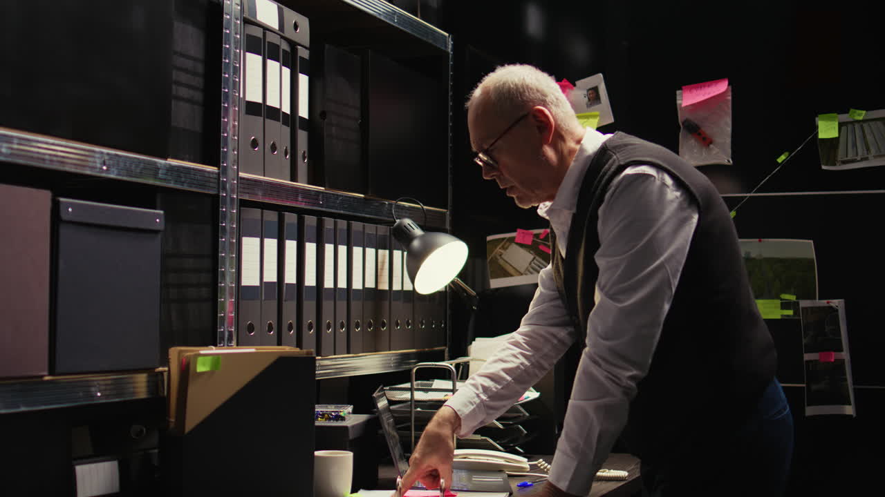 Detective working in office