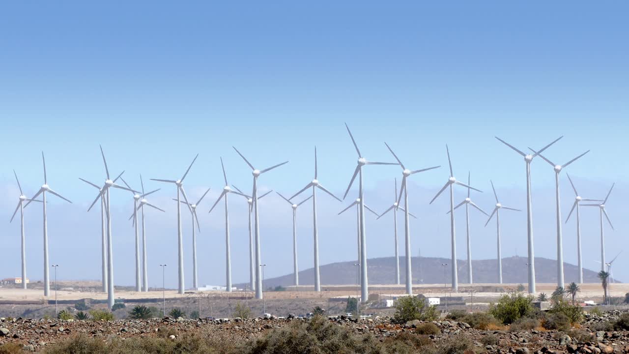 Wind-turbines rotating.
