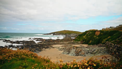 panoramic view of over the cornish coastline in the united kingdom