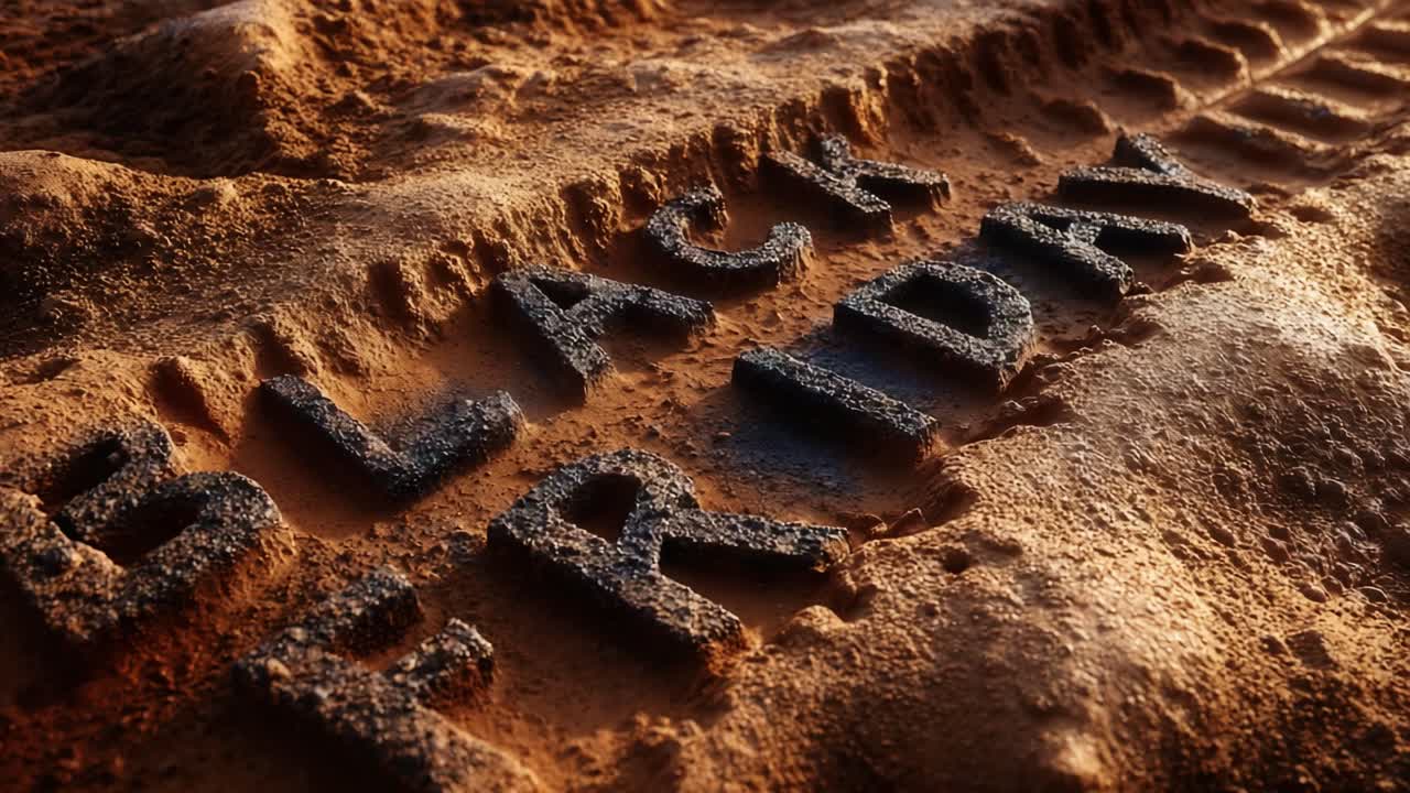 Intricate Sand Art Depicting the Text 'Black Friday', Highlighting the Creativity and Depth of Engraved Letters on a Desert Landscape, Showcasing Texture and Shadow Play