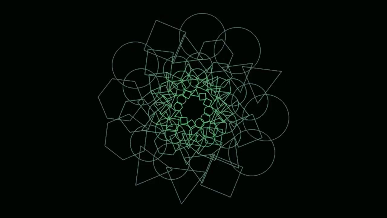 Abstract Geometric Mandala Animation with Rotating Green Lines