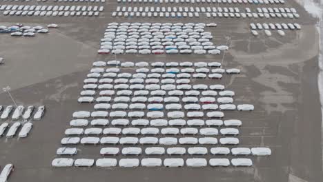 lansing general motors aerial of cars pull back reveal