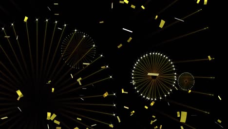 animation of fireworks and confetti on black background