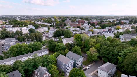 aerial view of a residential neighborhood in a city