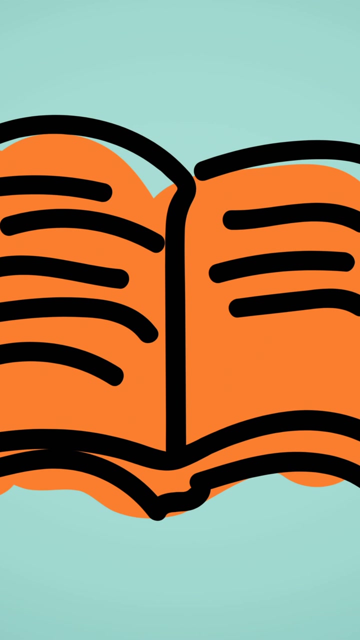 Animation of school textbook on green background